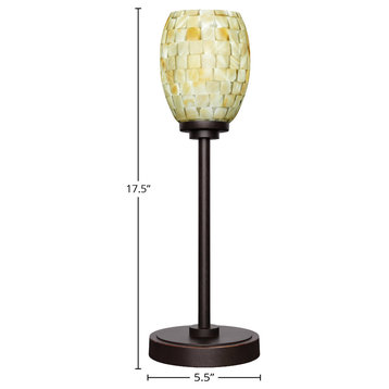 Luna 1-Light Table Lamp, Dark Granite/Ivory Glaze Seashell