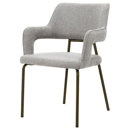 Modrest Childers Modern Grey Fabric + Antique Brass Dining Chair