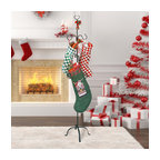 Christmas Stocking Holder Stand Freestanding 60" L Black Wrought Iron 6 Hook