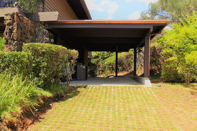 Mid-sized elegant attached one-car carport photo in Hawaii