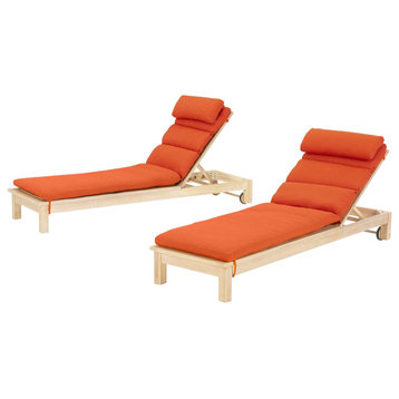 Kooper Sunbrella Outdoor Patio Chaise Lounges, Tikka Orange