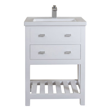 24" Single Vanity With Drawer, Pure White