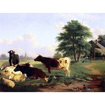 Thomas Hewes Hinckley Landscape-: Cattle- Woman Wall Decal