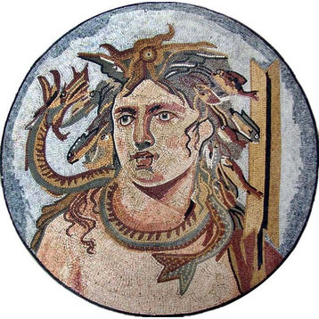 Greek God of The Sea Mosaic Murals, 31"x31"