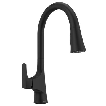 Modern Kitchen Faucet, Single Handle With Pull Down Sprayer, Matte Black