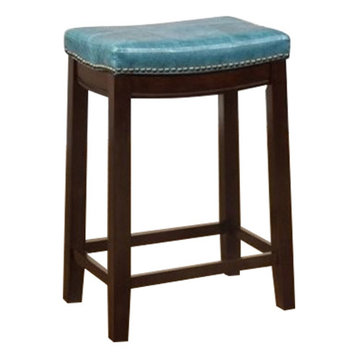 Hawthorne Collection 24" Faux Leather Counter Stool in Blue