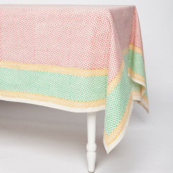 Sustainable Threads (L) - Orange Geometric Cotton Tablecloth 90 By 60, Sustainable Threads - Tablecloths