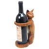 Novica Wine-Loving Cat Wood Bottle Holder