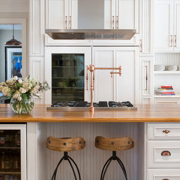 White Farmhouse Kitchen Wood Top island, Town & Country, MO