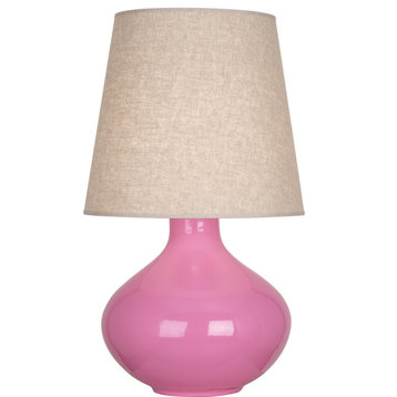 June Table Lamp, Buff, Schiaparelli Pink
