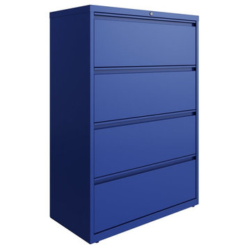 Hirsh 36-in Wide HL10000 Series 4 Drawer Metal Lateral File Cabinet Classic Blue