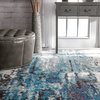 Winter Abstract Area Rug, Blue, 5'x8'