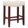 WestinTrends 24" Upholstered Saddle Seat Counter Height Stool, Bar Stool, Cherry/Beige