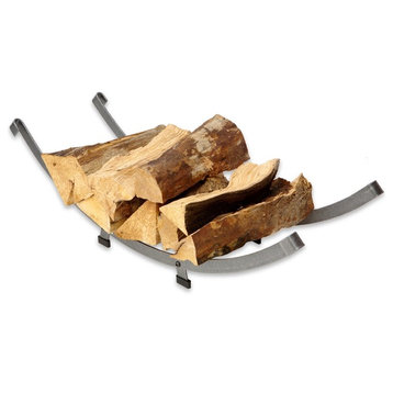 Handcrafted Arch Basket Fireplace Log Rack Hammered Steel
