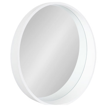 Wheeler Round Framed Wall Mirror, White 24 Diameter