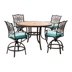 MONDN5PCBR-C-BLU High-Dining Bar Set With Tile-Top Table, Blue, 56", 5-Piece