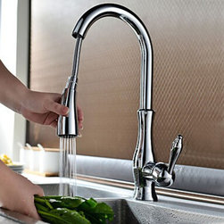 Contemporary Brass Chrome Kitchen Pull Out Mixer Sink Tap TA428C - Kitchen Faucets
