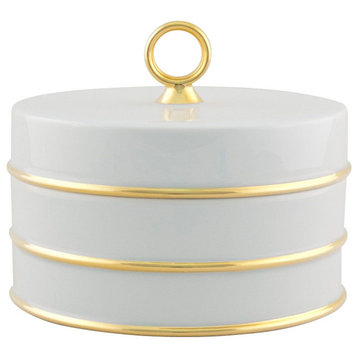 Arienne Trinket Box, White & 24k Gold