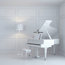 22'' Battery Operated LED Grand Piano Lamp - Black With Brass Accents