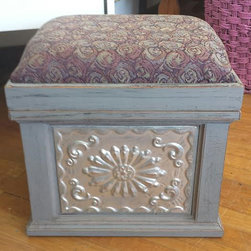 Painted Ottoman in Shabby Chic Gray - Footstools And Ottomans