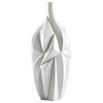 Cyan - Cyan Large Glacier Vase 05001, Gloss White Glaze - This Large Glacier Vase from Cyan has a finish of Gloss White Glaze and fits in well with any Transitional style decor.