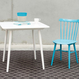 White Ironica 80cm Square Kitchen Table by Tom Kelley for TON - Dining Tables