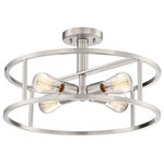 Quoizel - Quoizel New Harbor Four Light Semi-Flush Mount NHR1718BN - Four Light Semi-Flush Mount from New Harbor collection in Brushed Nickel finish. Number of Bulbs 4. Max Wattage 100.00 . No bulbs included. The New Harbor collection is completely unadorned for an open airy feel. The brushed nickel finish complements many decor styles and the Victorian Edison style bulb adds the perfect vintage touch to this understated collection. No UL Availability at this time.