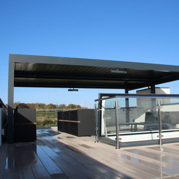 Rooftop Terrace Pergola with Louvred Roof & Lighting