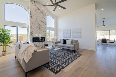 Inspiration for a large contemporary living room remodel in Phoenix with a standard fireplace