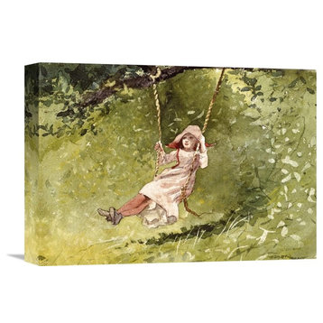 "Girl on a Swing" Stretched Canvas Giclee by Winslow Homer, 16"x11"