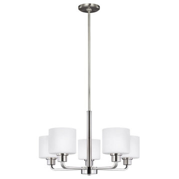 9.5W Five Light Chandelier-Brushed Nickel Finish-Incandescent Lamping Type