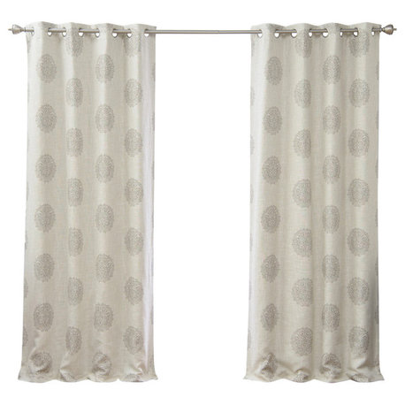 Linen Blend Blackout Medallion Curtain