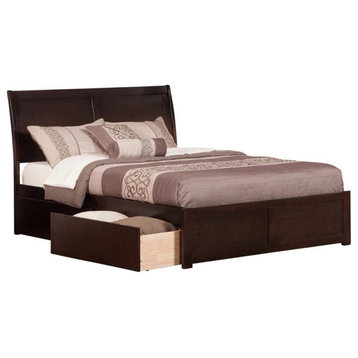 AFI Portland Queen Solid Wood Bed with Storage Drawers in Espresso