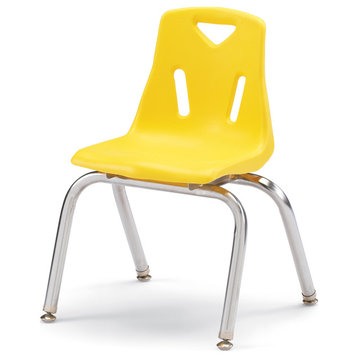 Berries Stacking Chairs with Chrome-Plated Legs - 14" Ht - Set of 6 - Yellow