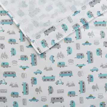 Intelligent Design Novelty Print Sheet Set, Grey/Blue Road Trip