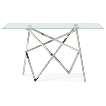 Modrest Hawkins Modern Glass and Stainless Steel Console Table