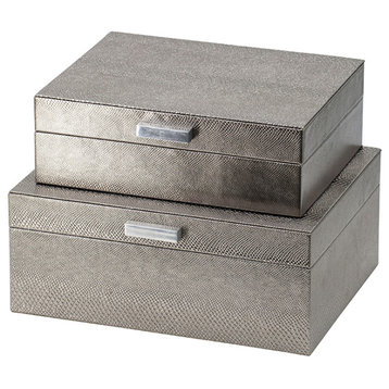 Decorative Boxes Set Of 2 Silver