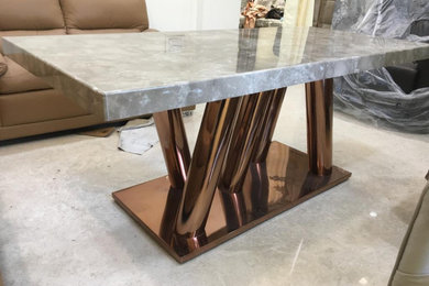 Marble Top Dining Table with Metal Base