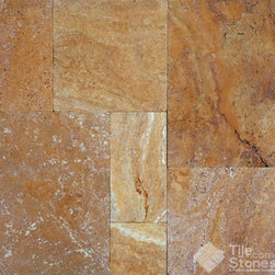 Traveritne Paver | Sienna Gold | 1 3/16" | 3cm | Tumbled | Versailles Pattern - Wall And Floor Tile