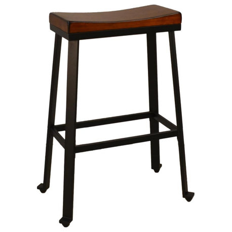 Thea 30 Saddle Seat Barstool - Chestnut/Black