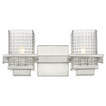 Innovations Lighting - Innovations 310-2W-SN-CL 2-Light Bath Vanity Light, Satin Nickel - Innovations 310-2W-SN-CL 2-Light Bath Vanity Light Satin Nickel. Style: Retro, Art Deco. Metal Finish: Satin Nickel. Metal Finish (Canopy/Backplate): Satin Nickel. Material: Cast Brass, Steel, Glass. Dimension(in): 6(H) x 15(W) x 6. 25(Ext). Bulb: (2)60W G9,Dimmable(Not Included). Maximum Wattage Per Socket: 60. Voltage: 120. Color Temperature (Kelvin): 2200. CRI: 99. Lumens: 450. Glass Shade Description: Clear Wellfleet Glass. Glass or Metal Shade Color: Clear. Shade Material: Glass. Glass Type: Transparent. Shade Shape: Rectangular. Shade Dimension(in): 4(W) x 5. 5(H) x 4(Depth). Backplate Dimension(in): 4. 5(H) x 4. 5(W) x 0. 75(Depth). ADA Compliant: No. California Proposition 65 Warning Required: Yes. UL and ETL Certification: Damp Location.