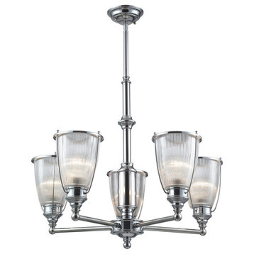 ELK LIGHTING 60007-5 Halophane 5-Light Chandelier In Polished Chrome