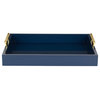 Lipton Decorative Wood Tray with Metal Handles, Blue/Gold