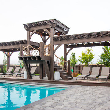 Saratoga Springs, UT | Timber Frame Diving Deck Pergola Kit w/Knotted Rope