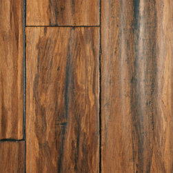 Morning Star Bamboo- 9/16" x 5-1/8" Stained Solid Antique Strand Handscraped Bam - Bamboo Flooring