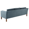 Monroe Midcentury Modern 3-Seater Sofa, Velvet, Neptune