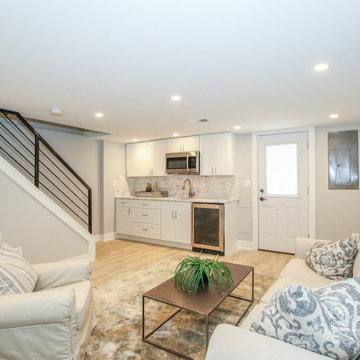 Basement remodeled with bedroom space and extra closet space in Vienna