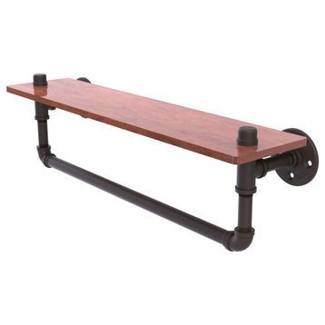 Pipeline Ironwood Shelf with Towel Bar, Oil Rubbed Bronze, 22"