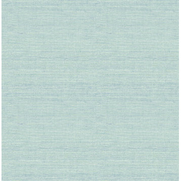 Agave Aqua Faux Grasscloth Wallpaper, Swatch