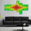 Colorful Elevated Hexagon Columns, Abstract Art on Canvas, 60"x32", 5 panels